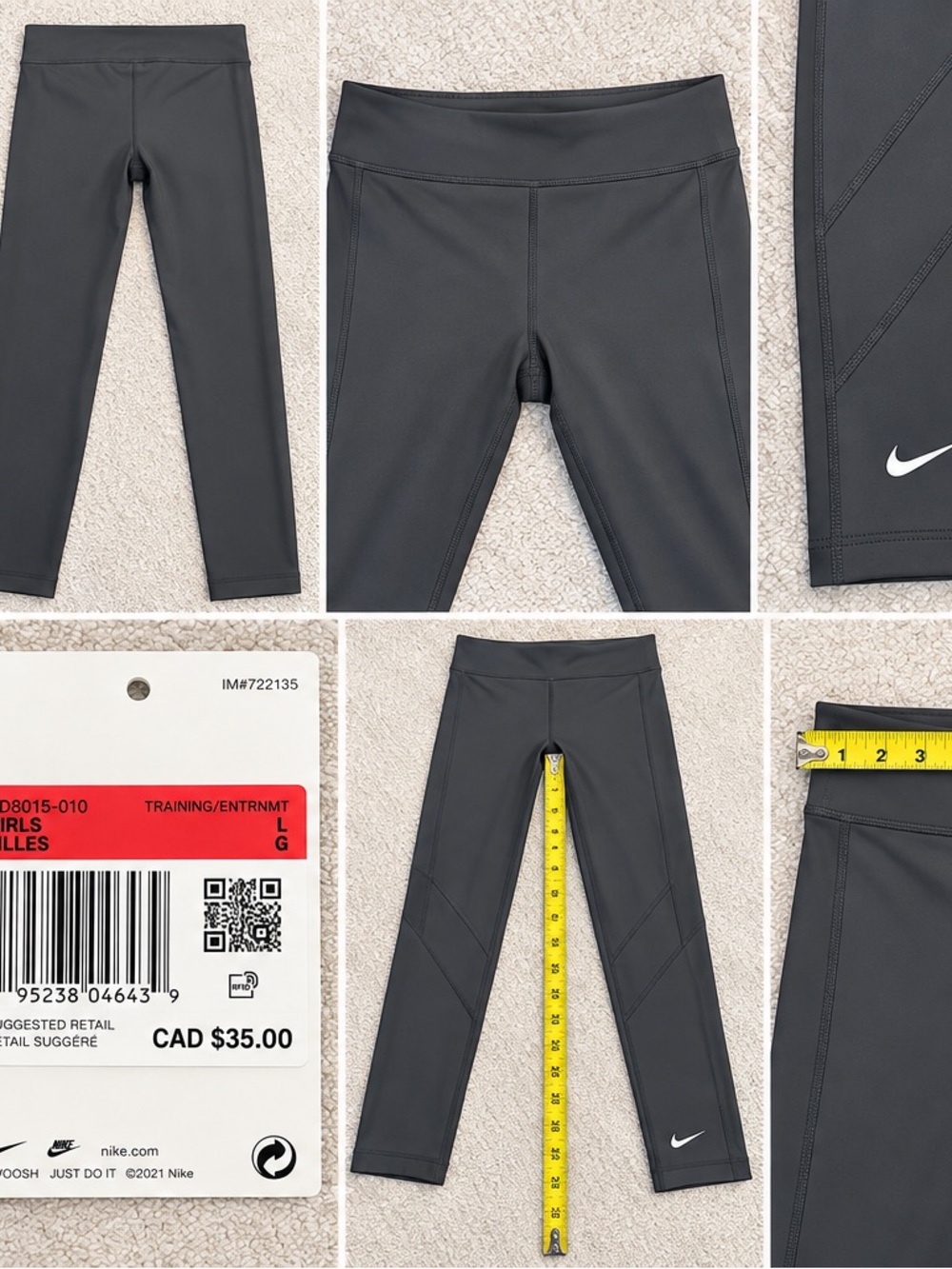 Nike Black Girls' Cropped Training Leggings